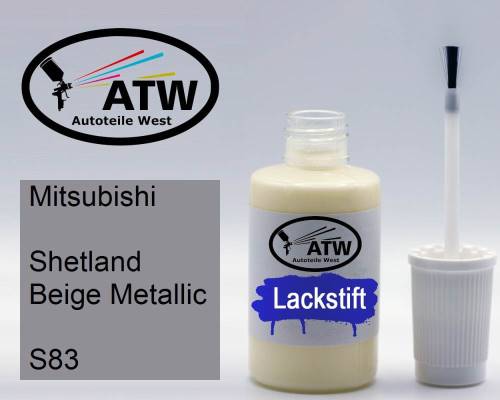 Mitsubishi, Shetland Beige Metallic, S83: 20ml Lackstift, von ATW Autoteile West.